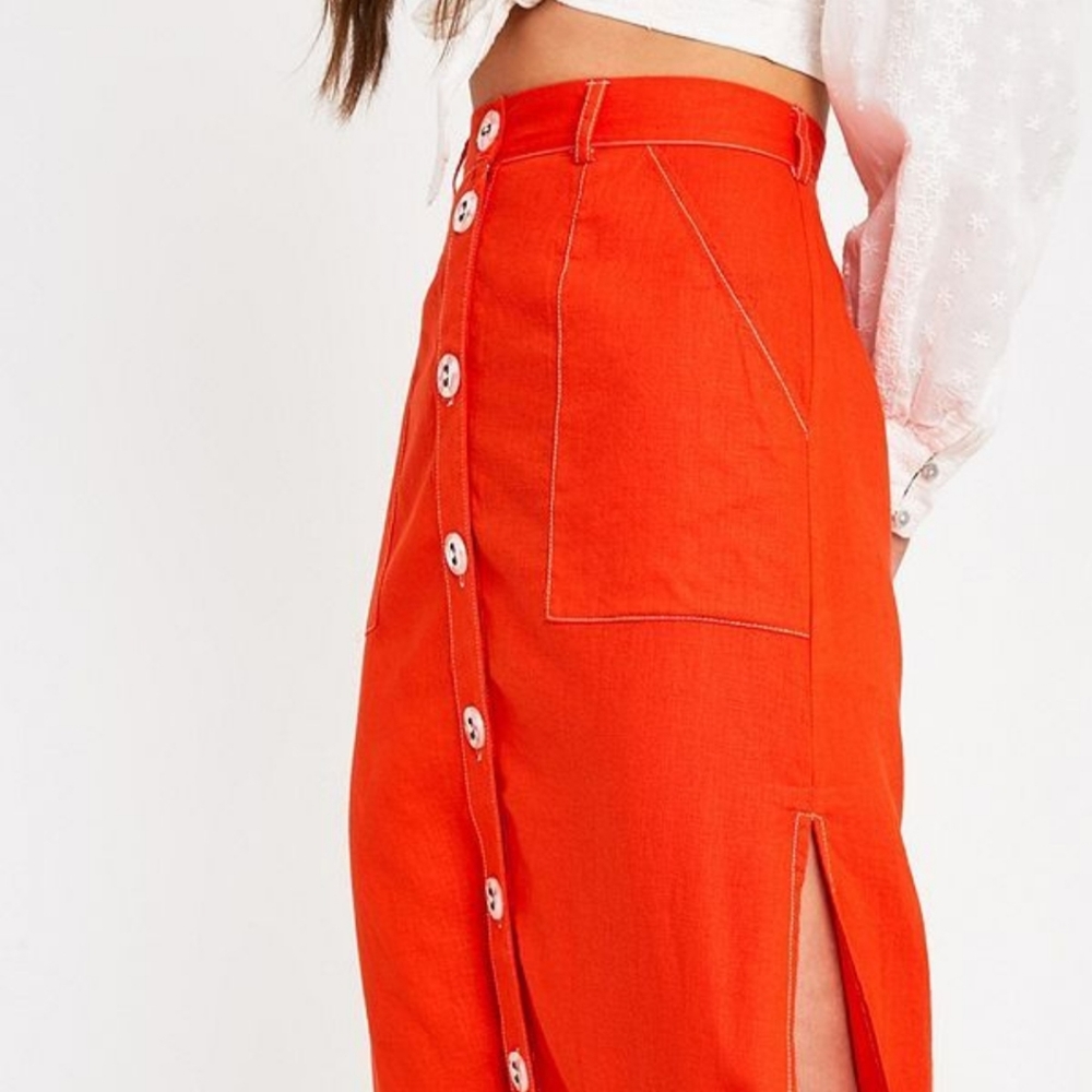 Urban Outfifters Boho Lindsey Slit Button Mid Skirt XS